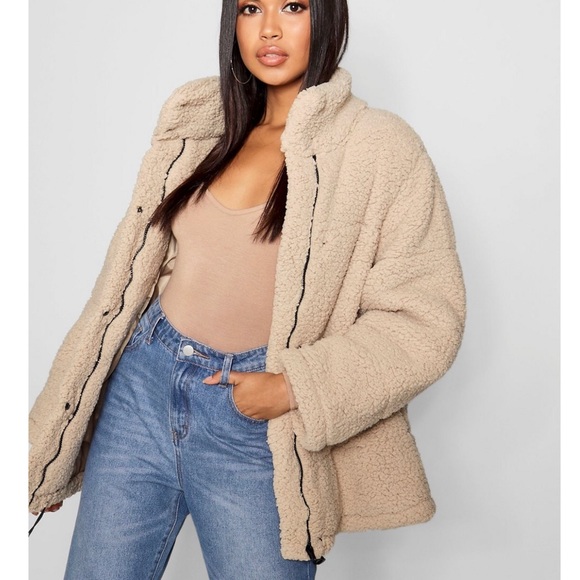 oversized fleece puffer jacket